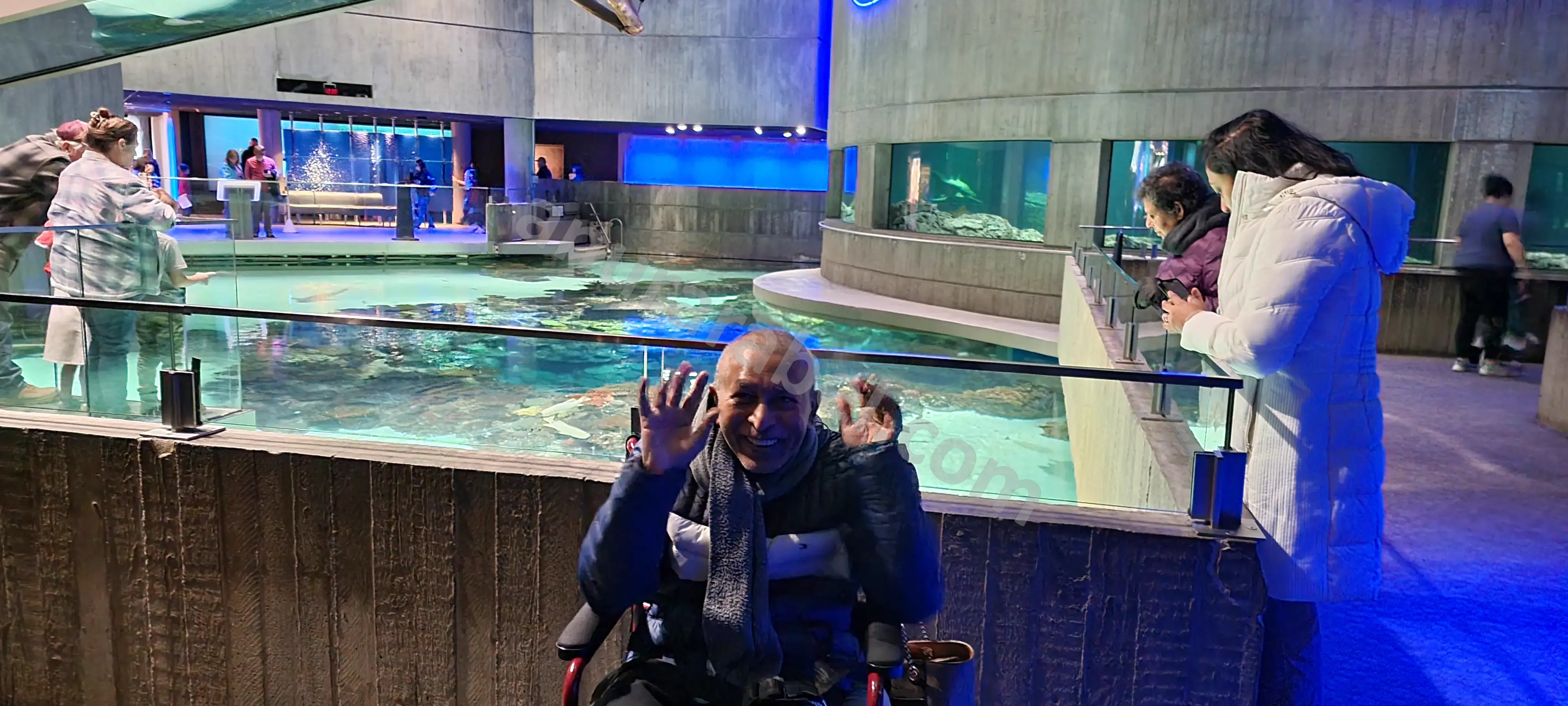 Anura at National Aquarium in Baltimore, Maryland with Jayamini, Chamara, and Ruwanthi for his 68th Birthday